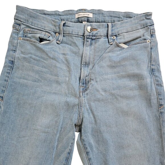 Good American Good Legs Light Blue Wash Distressed Bottom Jeans Sz 31 - Picture 3 of 10